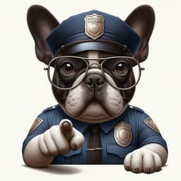 Pug wearing a police hat